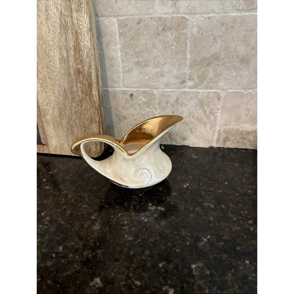 Vintage 1950s Pearl China #70 Iridescent Lusterware 22K Gold Creamer Pitcher